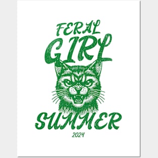 Feral Summer Girl Cat Posters and Art